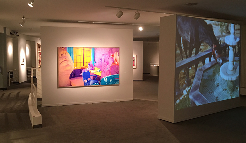 artwork displayed on walls in gallery